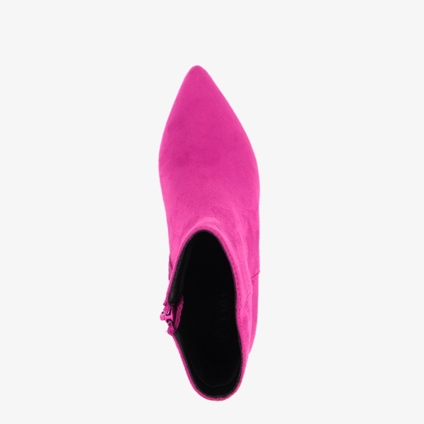Nova dames enkellaarsjes met hak fuchsia roze
