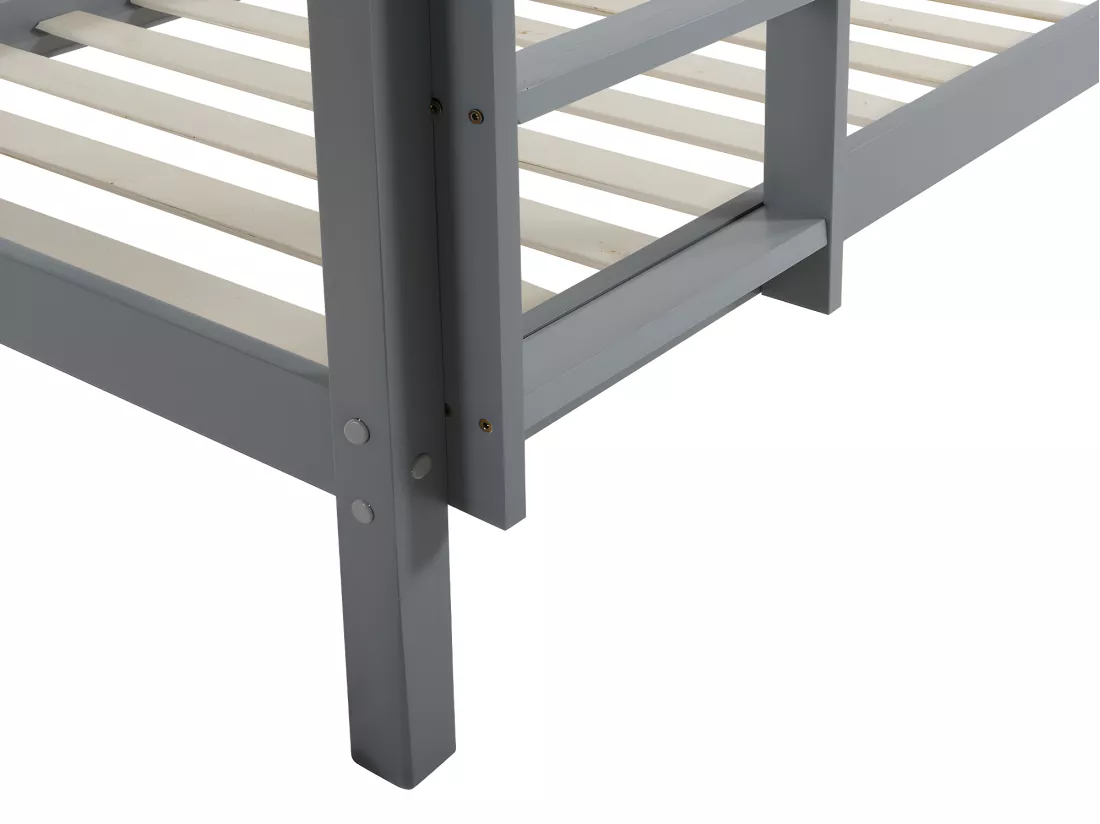 Lits superposés ANICET II - 2 x 90 x 190cm - Pin Massif - Gris