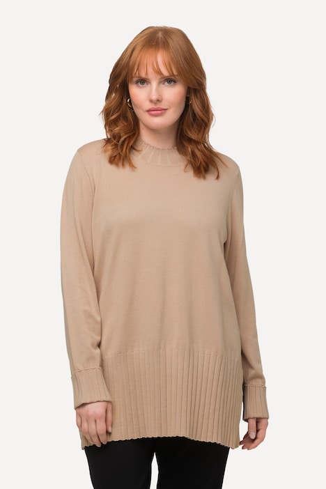 Pullover, gerippter Stehkragen, Langarm