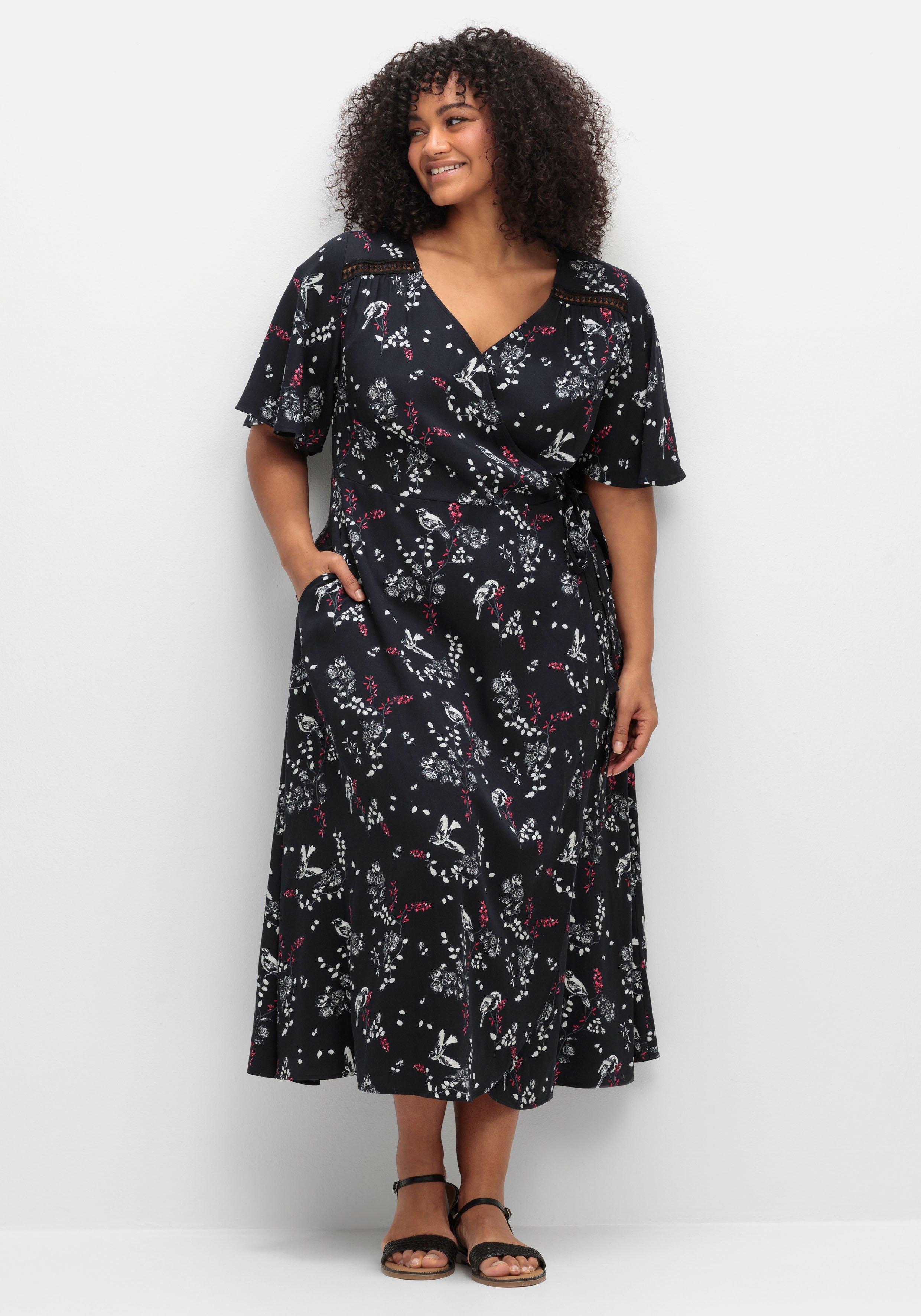 Kleid in Wickeloptik, mit Alloverprint