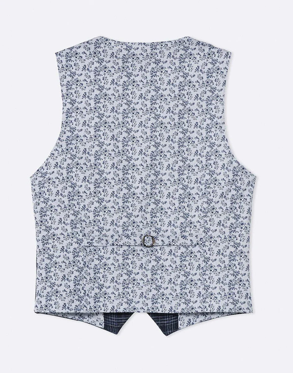 Gilet droit carreaux bleu marine
