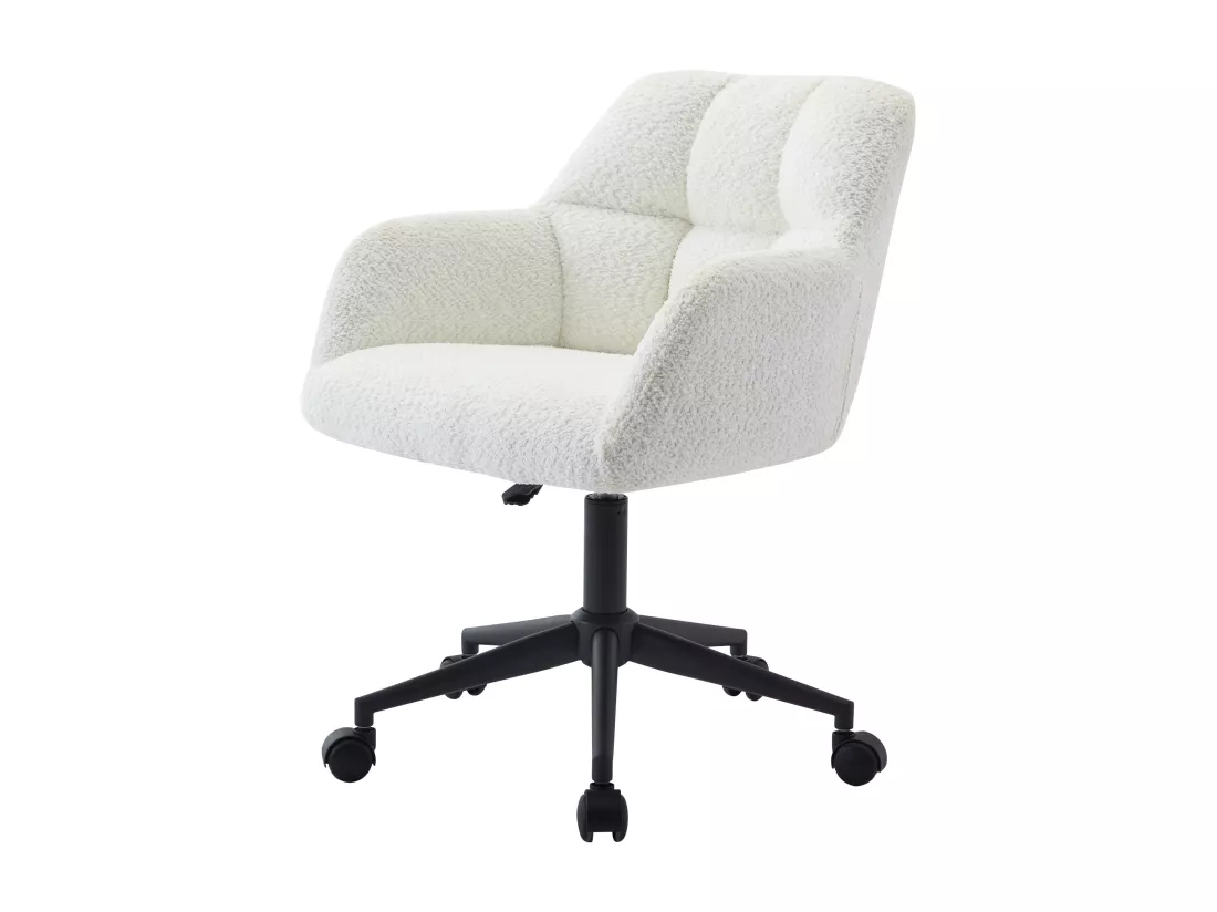 Chaise de bureau - Tissu bouclette - Blanc et noir - Hauteur réglable - PEGA de Pascal Morabito