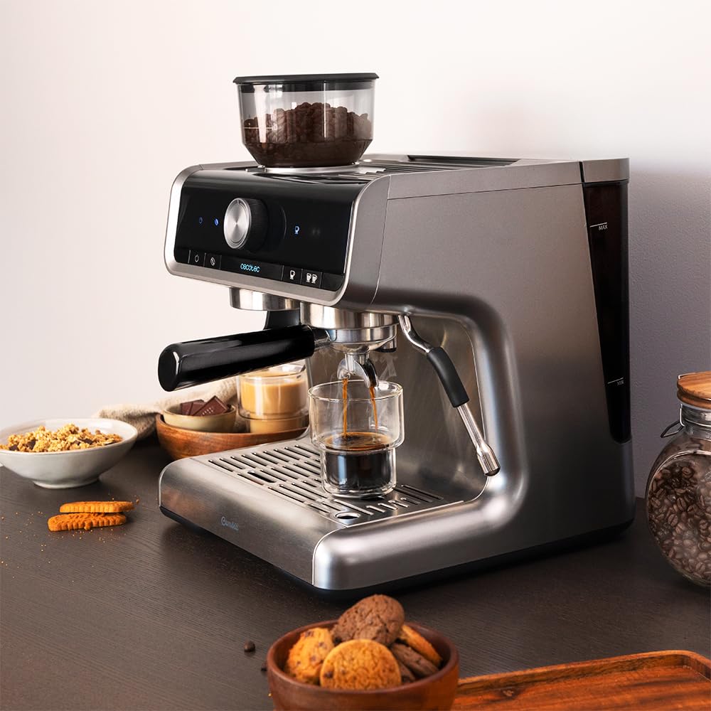 Cecotec Machine à café Express Power Espresso 20 Barista Cream. 2 Thermoblocks, 20Bars, Manomètre, Mode Auto pour 1 et 2 Café(s), Buse vapeur Orientab