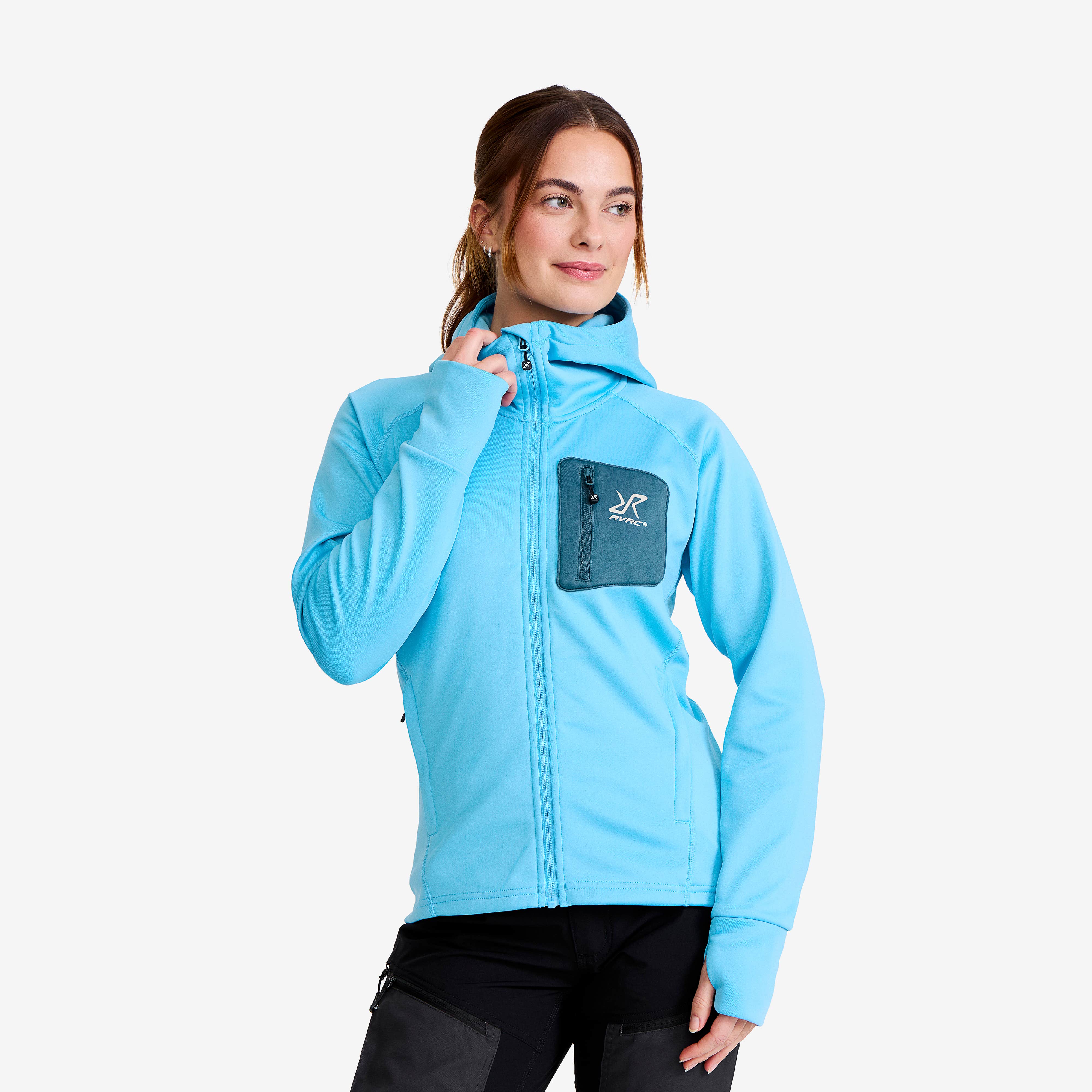 Evolution Stretch Fleece Hoodie Dame Alaskan Blue