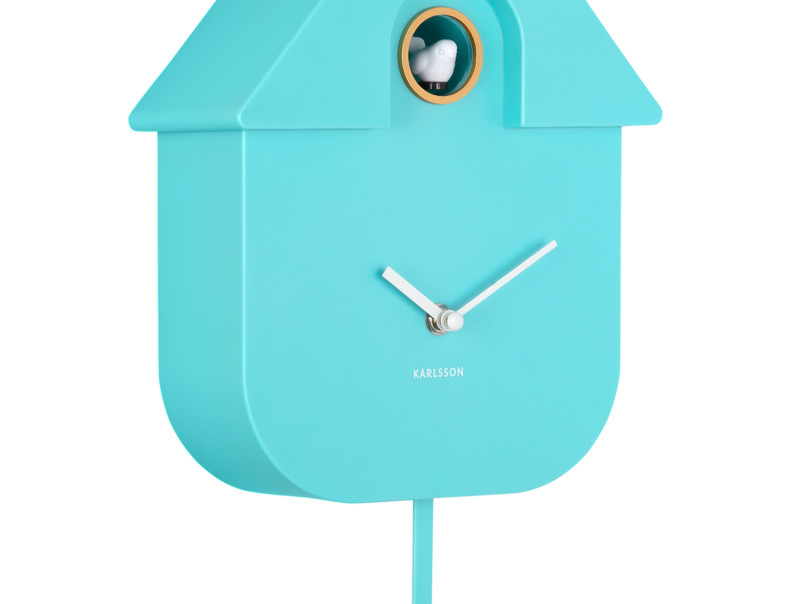 Wall Clock Modern Cuckoo KA5768TB Turquoise blue
