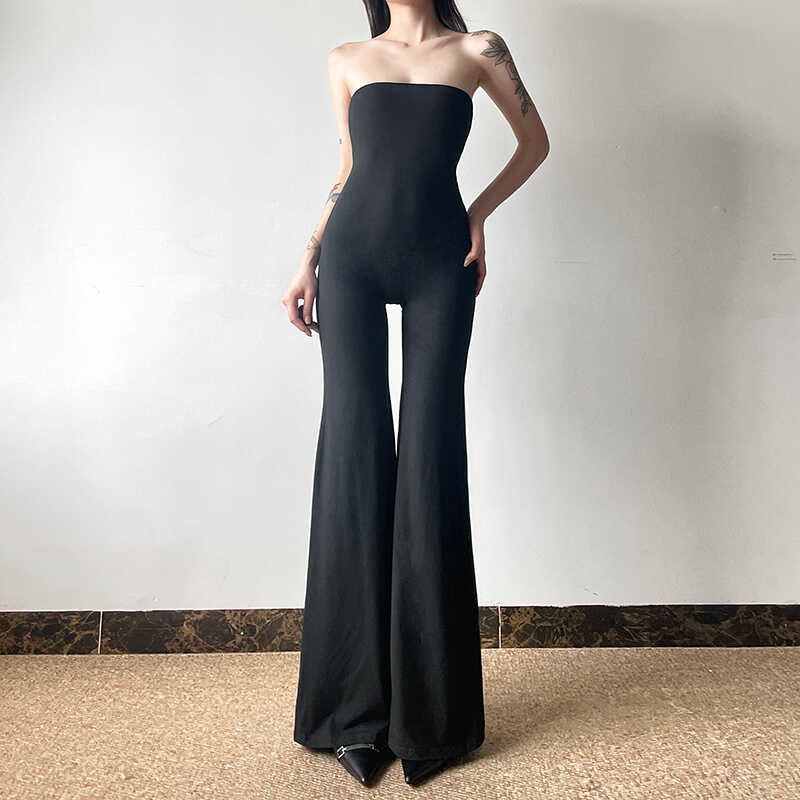 Amyway - Strapless effen uitlopende jumpsuit