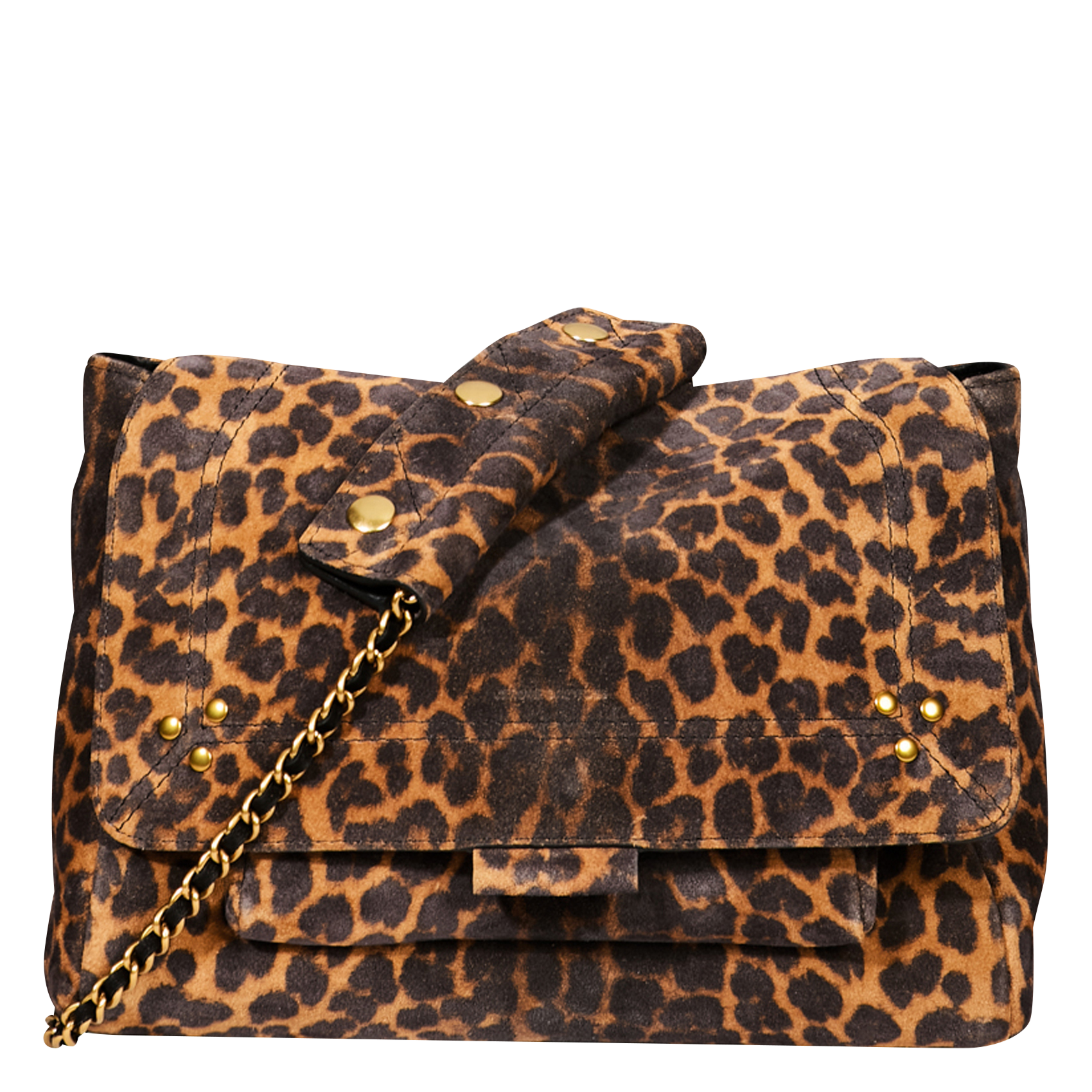 LULU M - Sac besace en cuir à imprimé léopard | Marron
