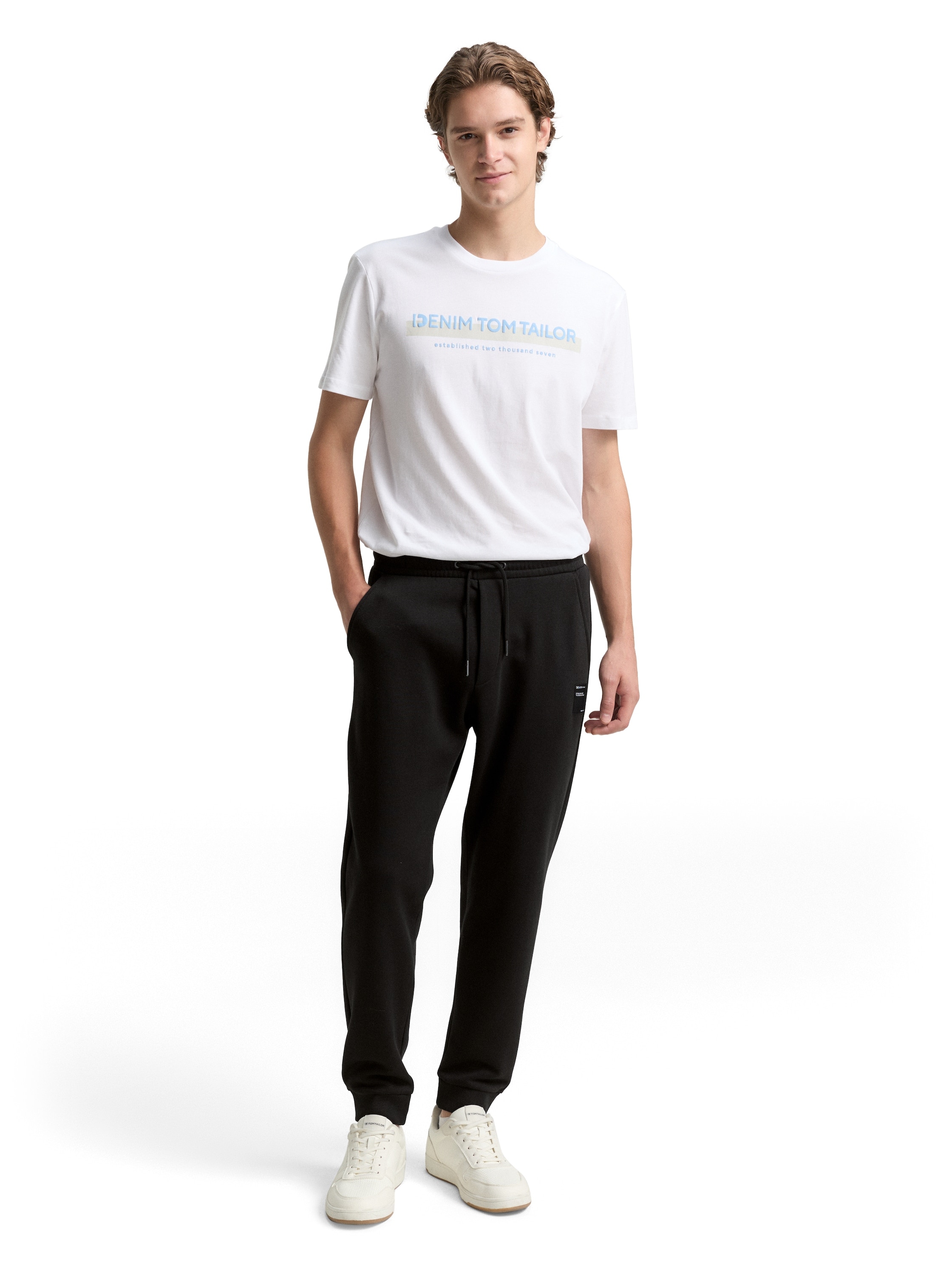 TOM TAILOR Denim Jogginghose  mit Logo Stickerei