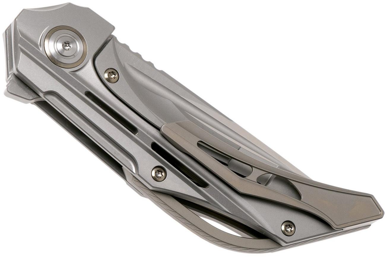 Bestech Vigil BT2201A Grey Blasted Titanium, Satin zakmes, Kombou design