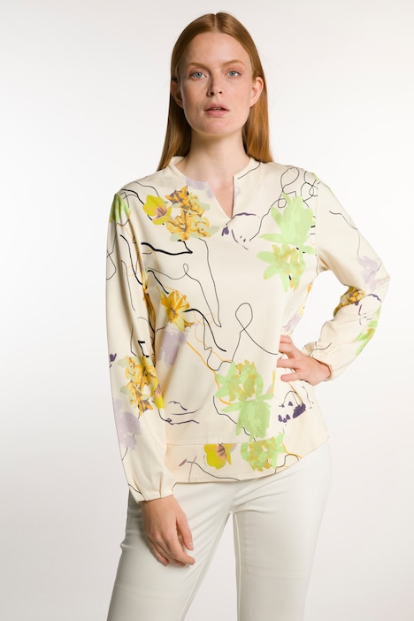 Sweatshirt, Blüten, Stehkragen, Langarm