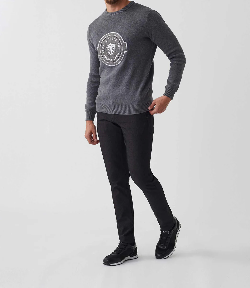 Pull col rond gris 