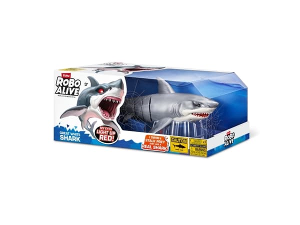 Robo Alive Great White Shark, 5 år, Flerfarget