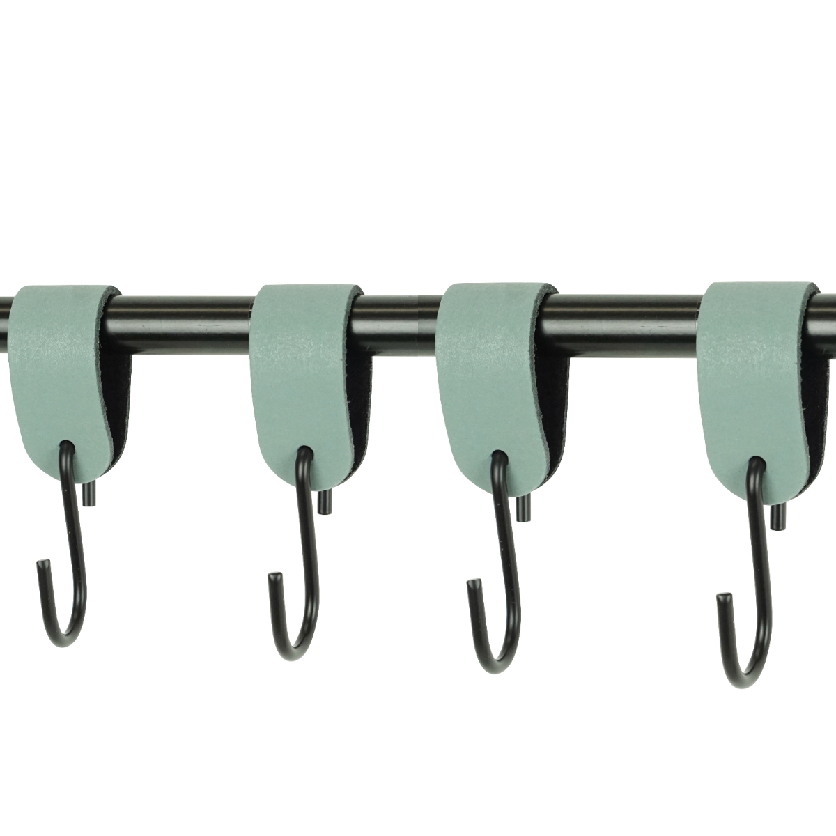 Leren S-haak hangers (set van 4) Vaalgroen