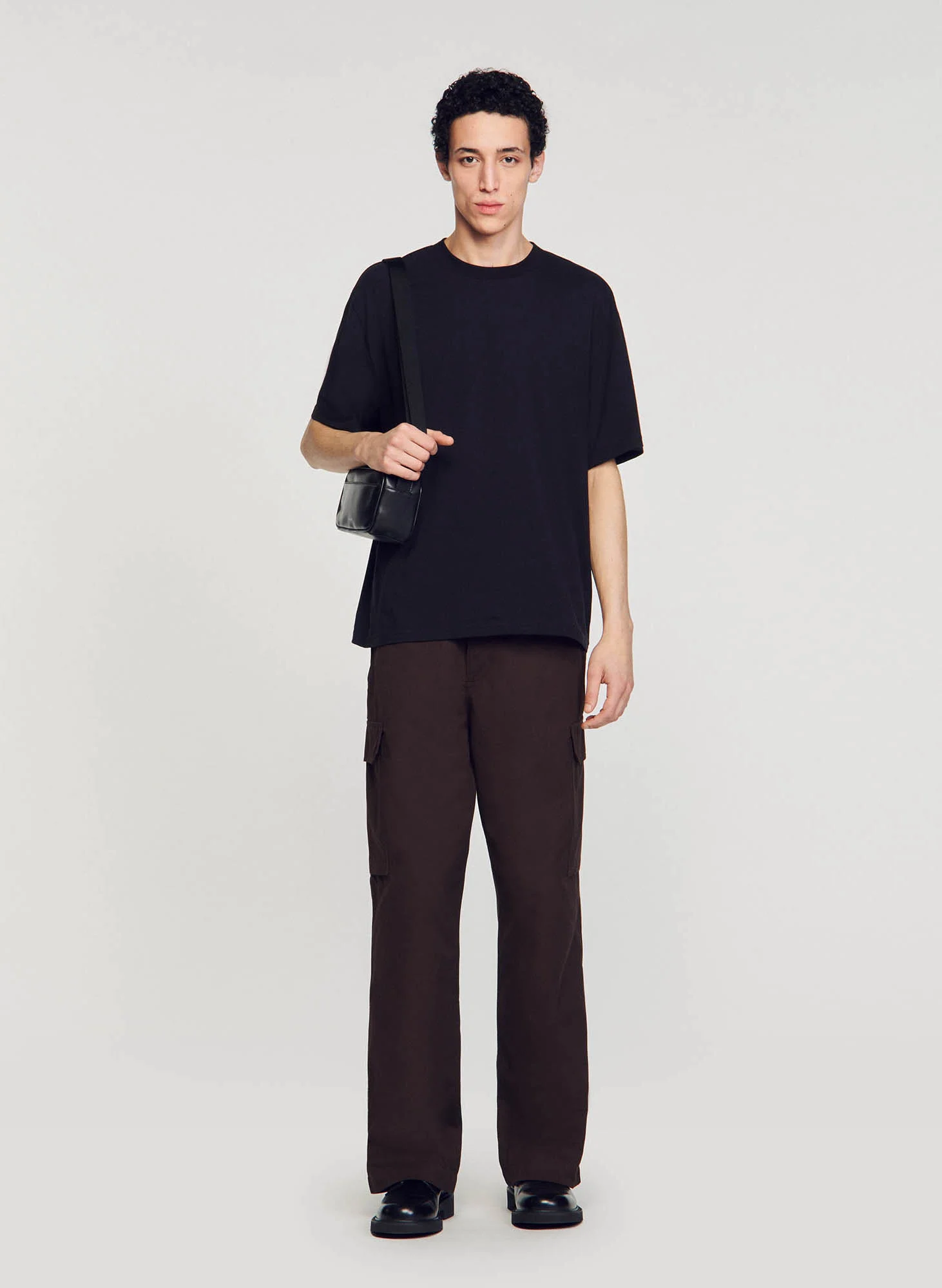 Tee-shirt oversize col rond en coton | Noir