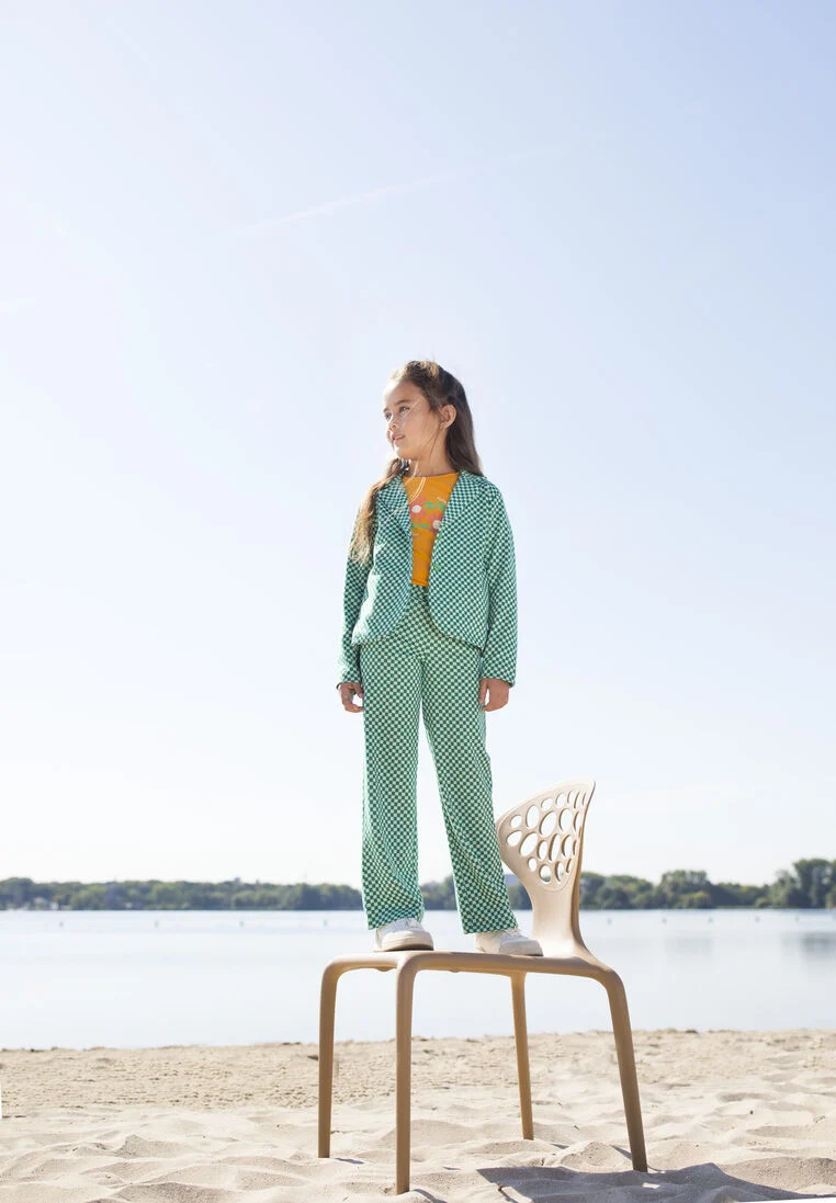 MOODSTREET groene moodstreet blazer blazer in check jacquard knit check