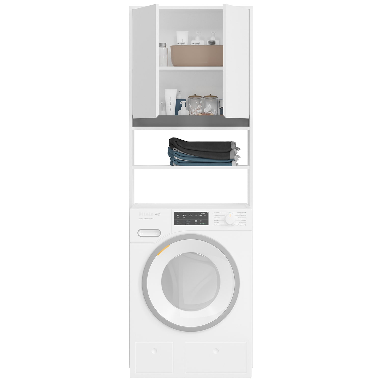 Waschmaschienenüberbau Torino weiß/grau B/H/T 65x190x25 cm