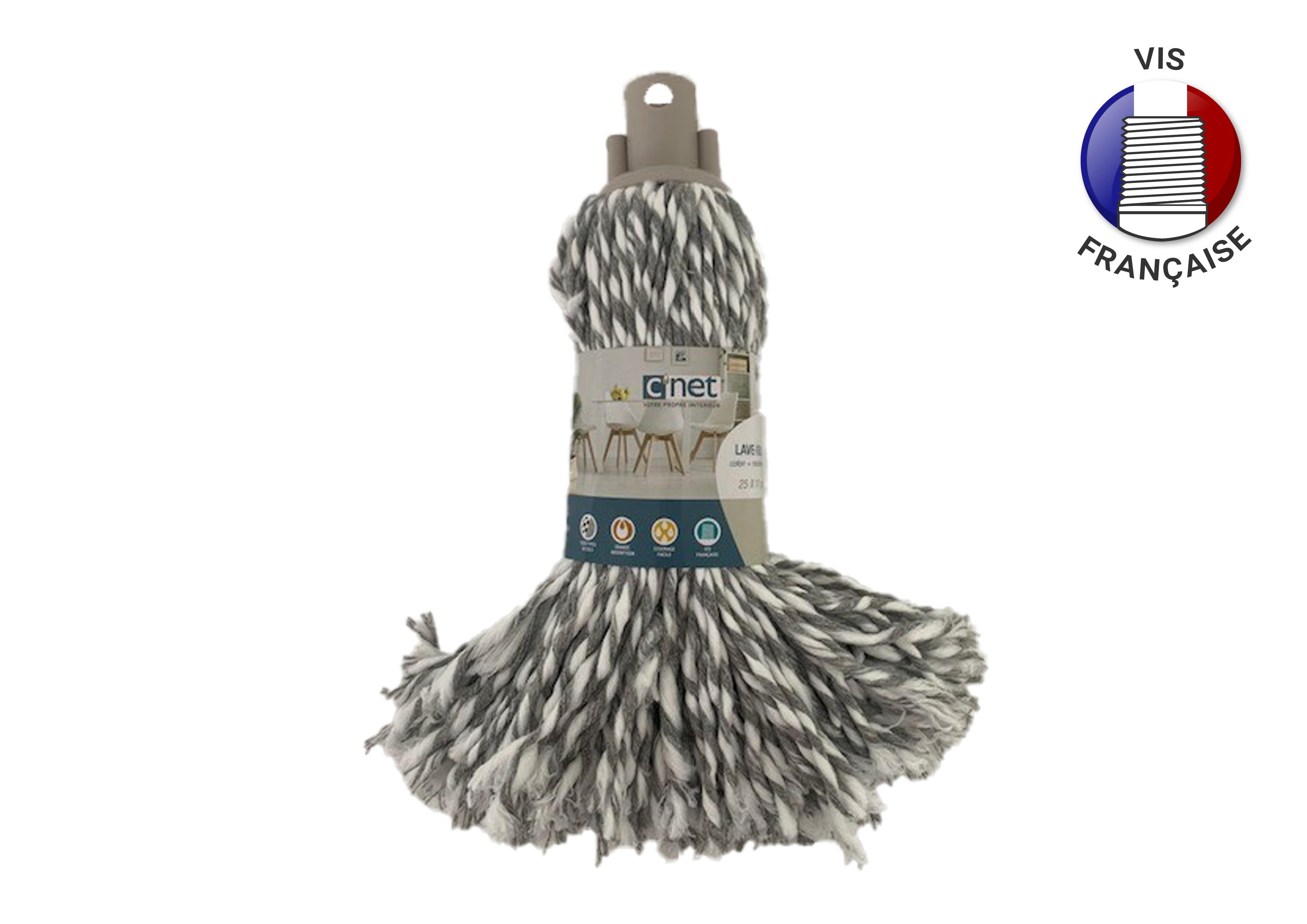 LAVE SOL COTON MICROFIBRE FRANGES 25CM VIS FRANCAISE