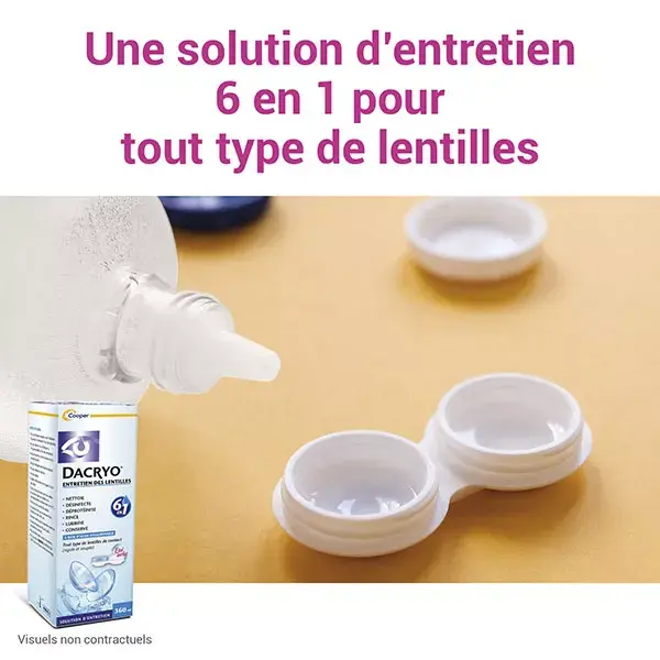 Solução para lentes de contato Dacryo 6 em 1: Limpa e desinfeta - 360ml