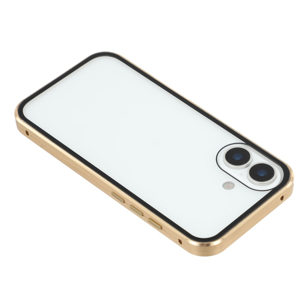 iPhone 17 Magnetische Alu Schutzhülle mit Panzer Glas Backcover   Displayschutz (Magnet-Technologie) - Gold