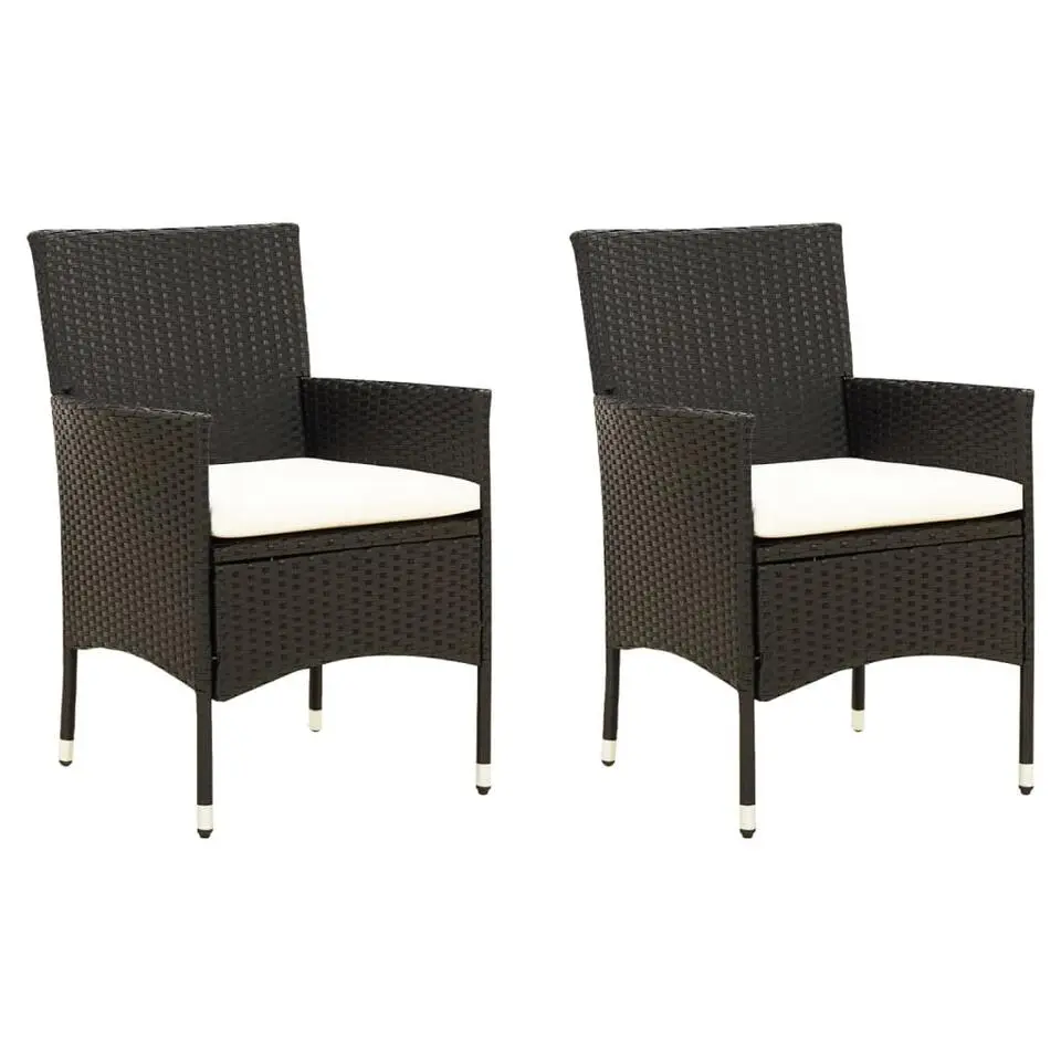 vidaXL - Buitenstoel - Kussens - Zwart - Poly rattan - 2 stuks