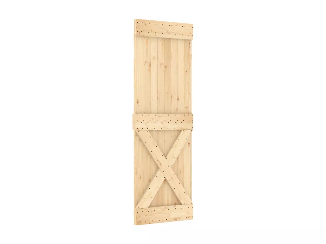 Porte coulissante et kit de quincaillerie 70x210 cm pin massif