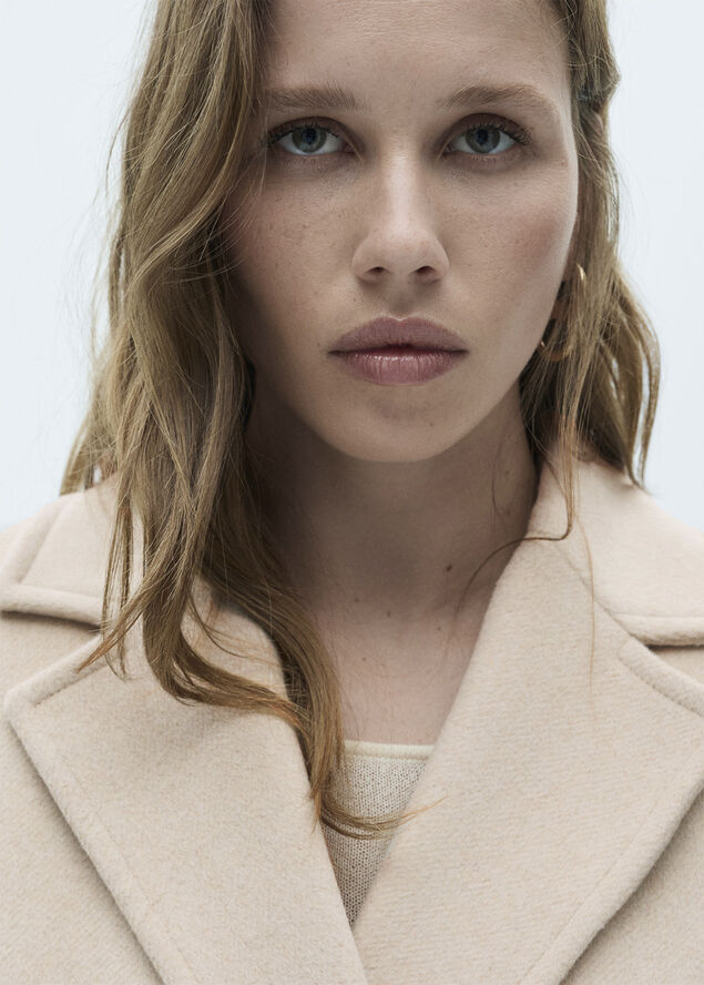 MANGO Double-breasted wool coat Lt pastel grey