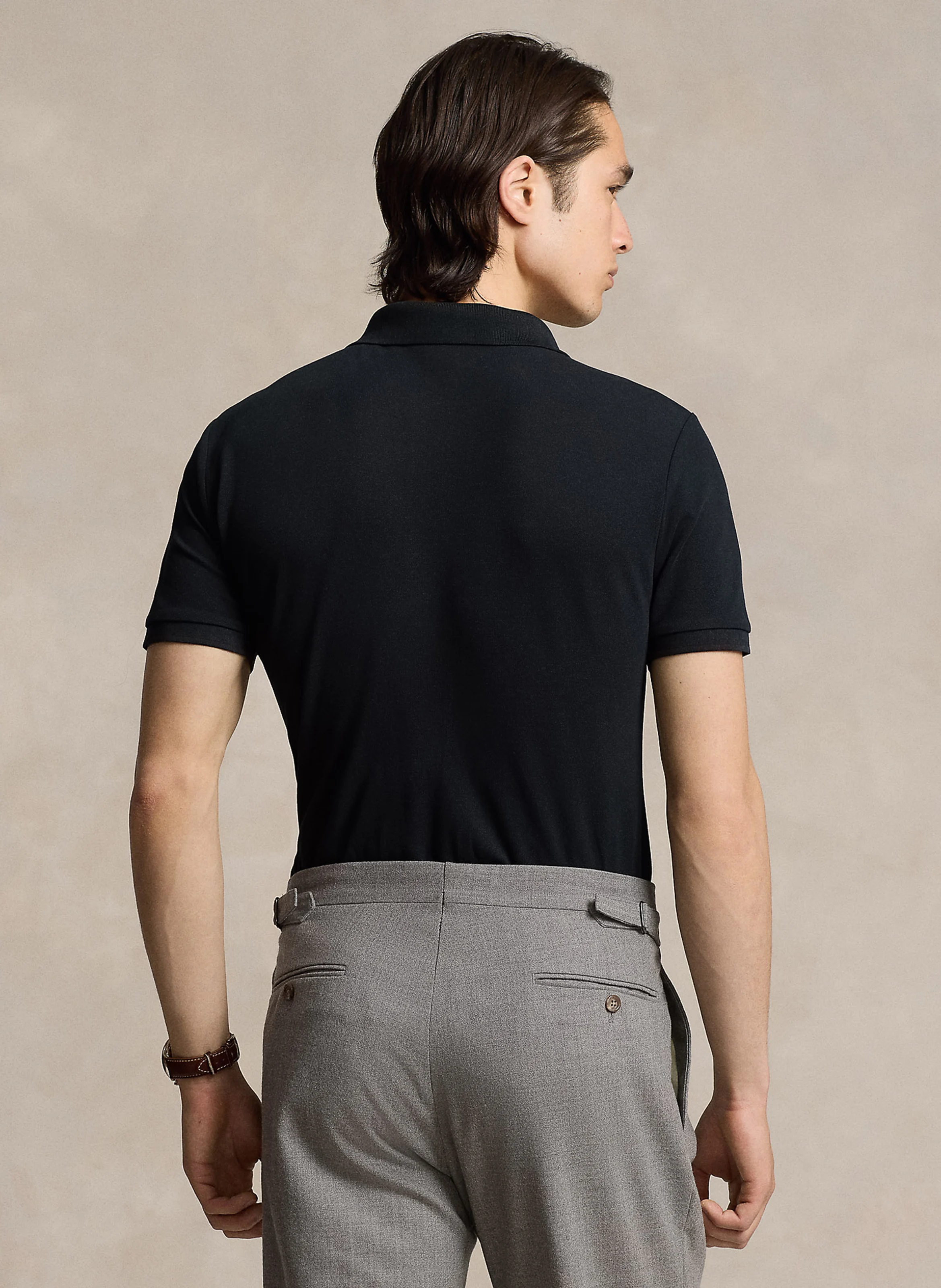 Polo slim-fit en coton mélangé | Noir