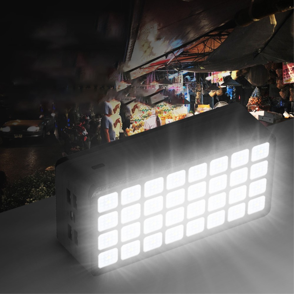 50000mAh 4x USB A Powerbank Outdoor Solar Taschen Lampe mit 32 LED's -  Schwarz