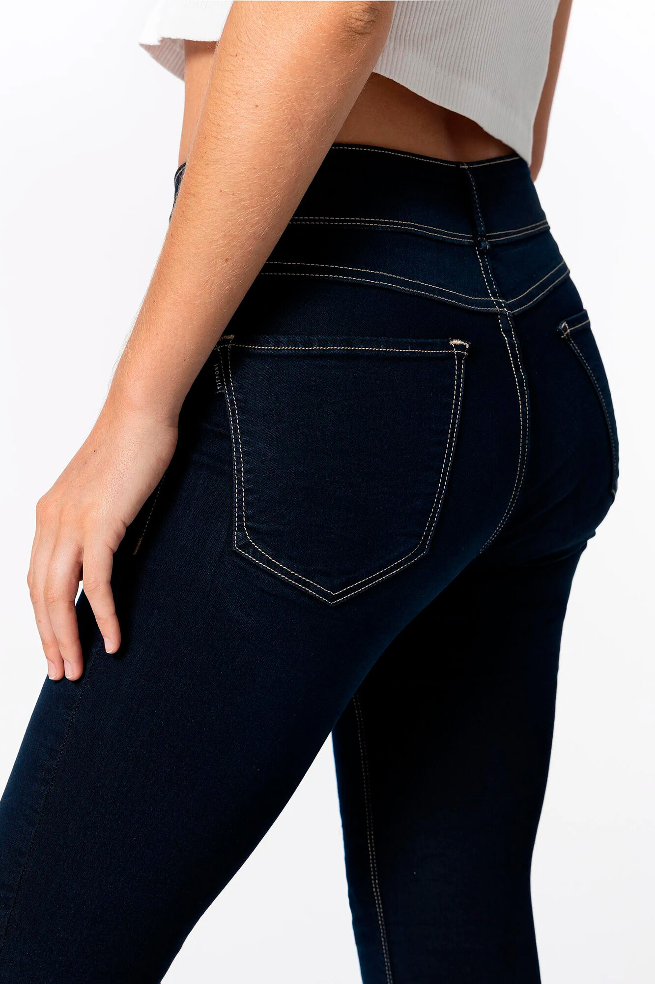 Calça jeans skinny clássica de cintura alta, tamanho único.