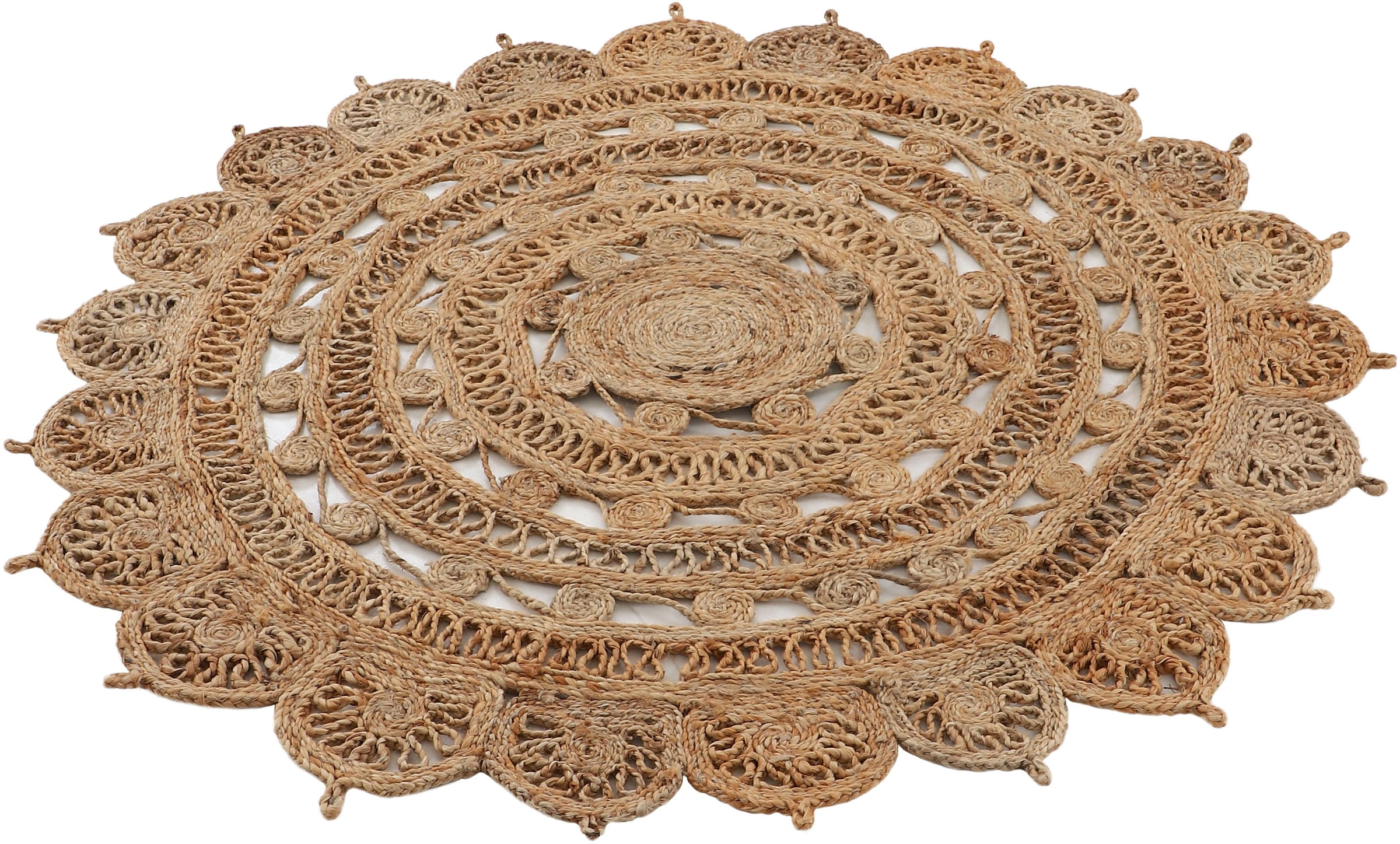 carpetfine Teppich »Cate Juteteppich Naturfaser« rund 5 mm Höhe 100 % geflochtene Jute, beidseitig nutzbar