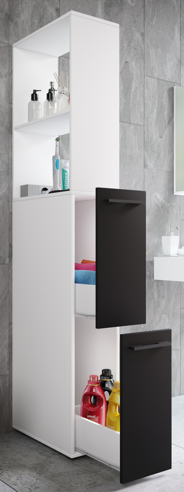 Raumteiler SADILO XL - weiß-anthrazit - 183 cm