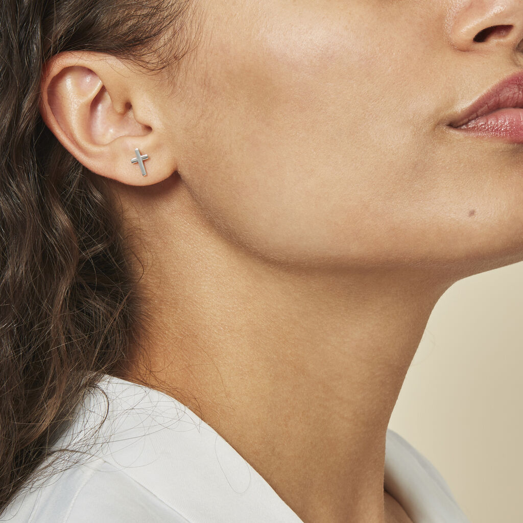 Boucles D'oreilles Puces Ashana Argent Blanc
