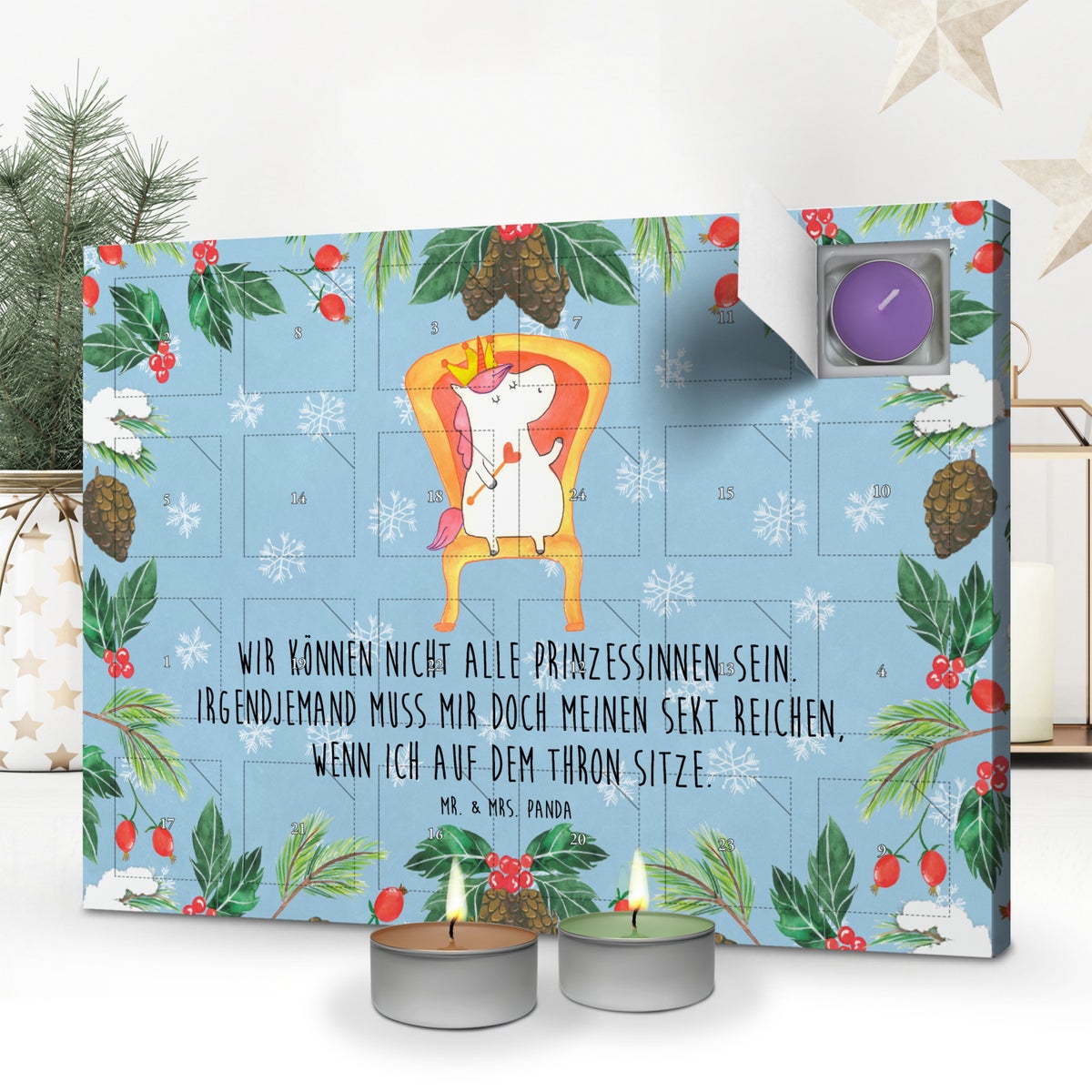 Mr. & Mrs. Panda Geurkaars Adventskalender Eenhoorn Prinses - Pastelblauw