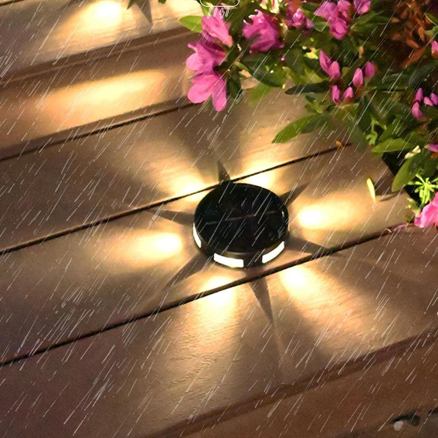 (4er Set) 6 LED's Solar Lampe Outdoor Gartenleuchte Wegbeleuchtung mit Dämmerungssensor (IP44)   Erdspiess - Warmweiss