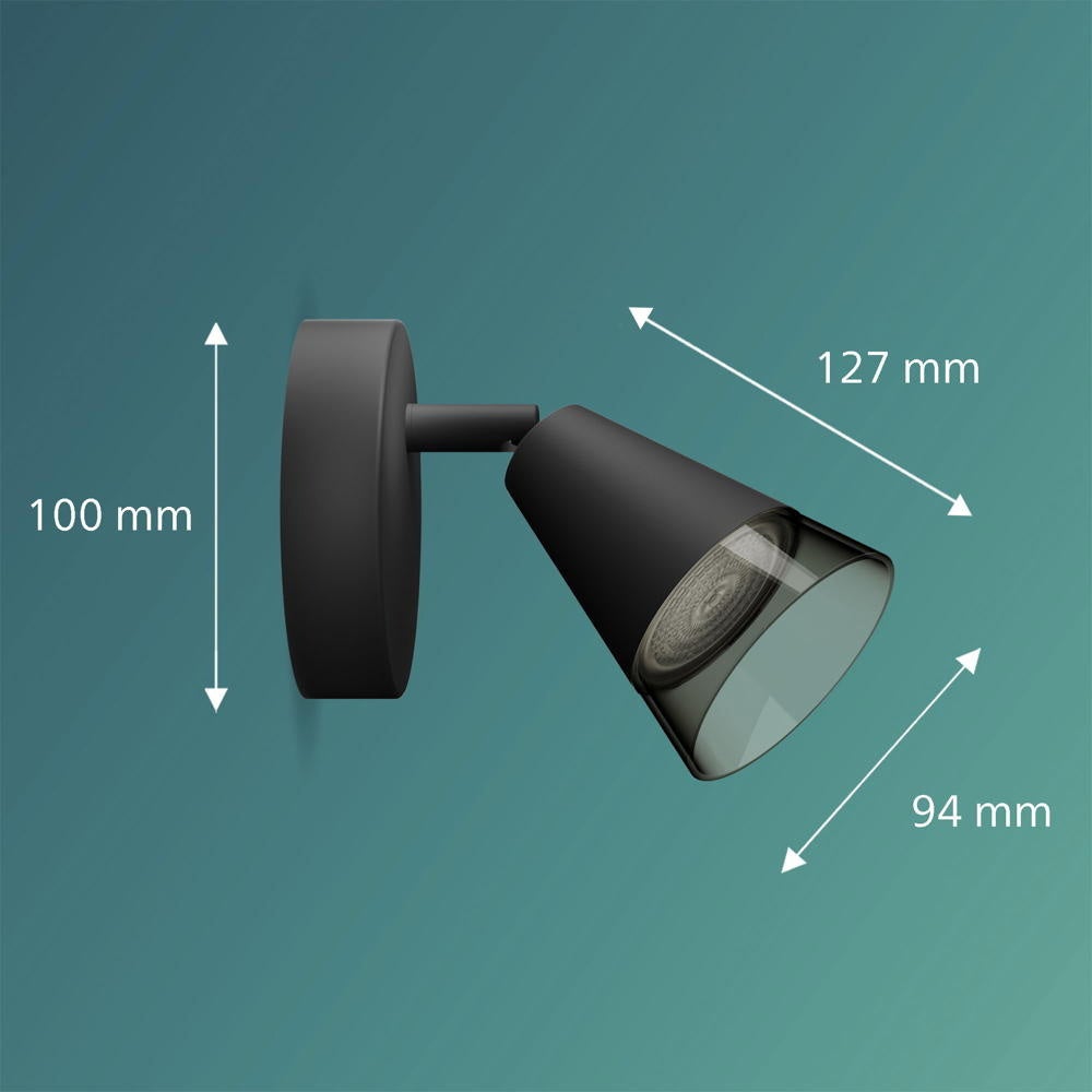 Gespleten wand- en plafondlamp in zwart-transparant en zwart GU10