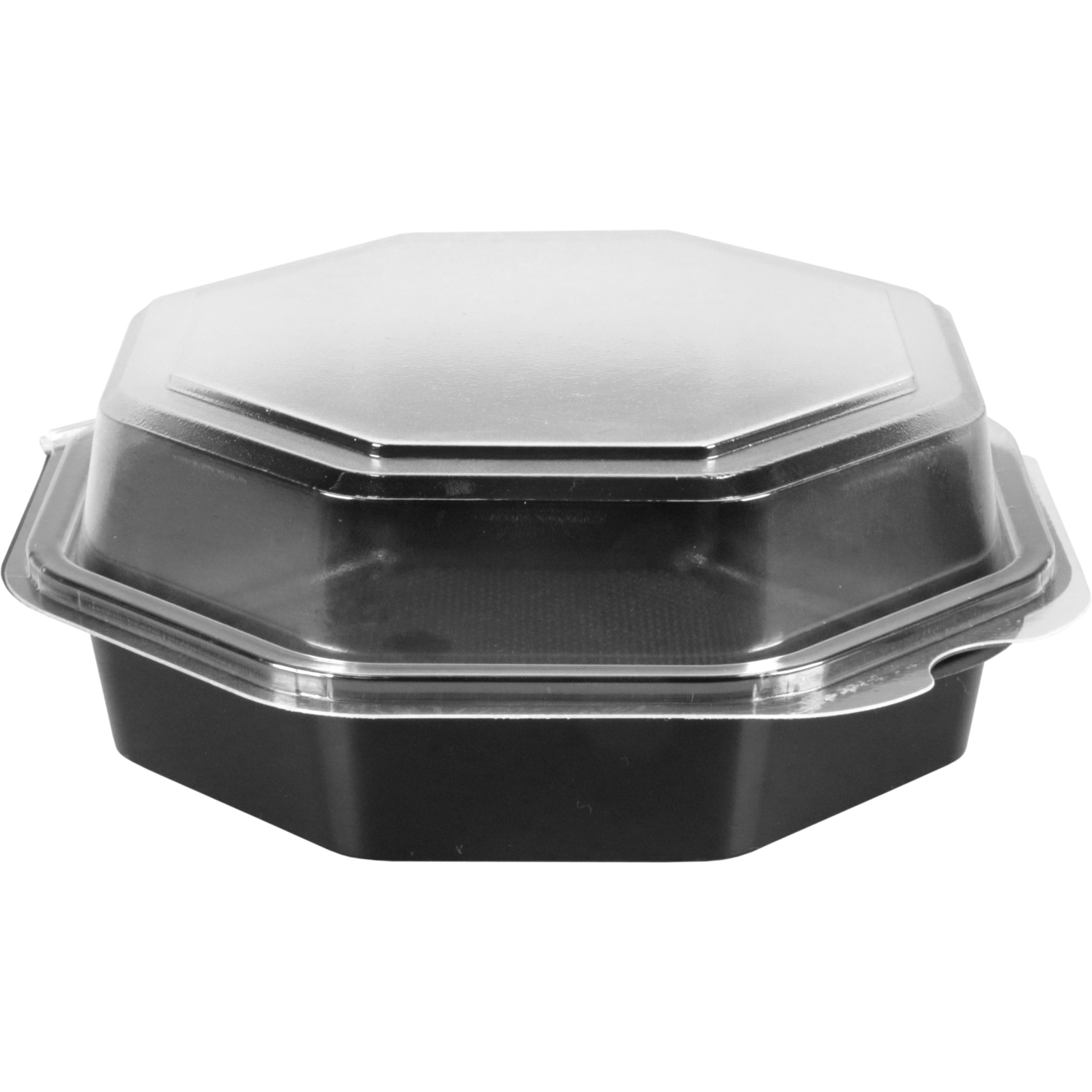 Bak, PS, 400ml, Ø160mm, incl. vaste deksel, octaviewbox, 60mm, zwart/transparant