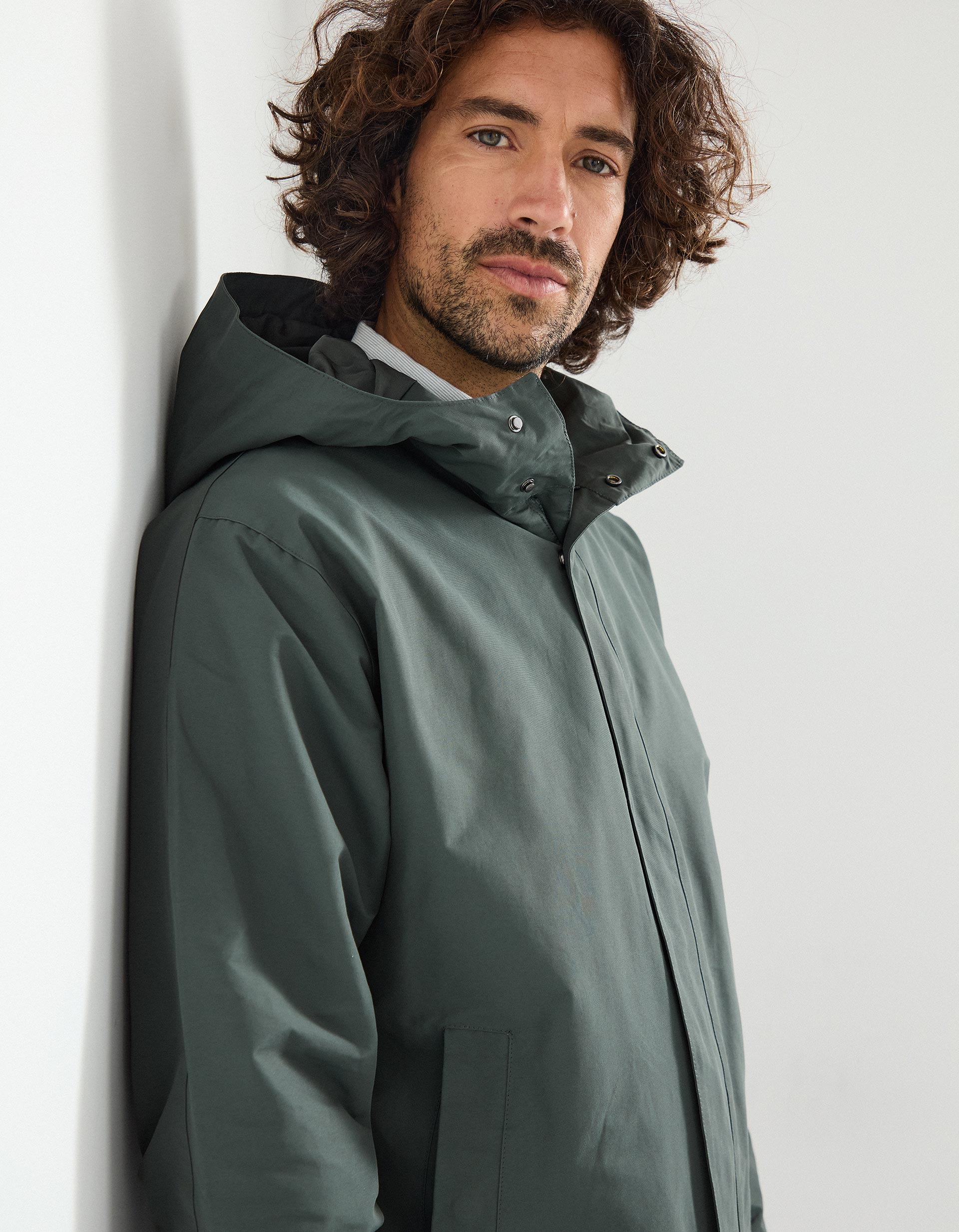 Parka Comprida com Capuz, Homem, Verde Escuro