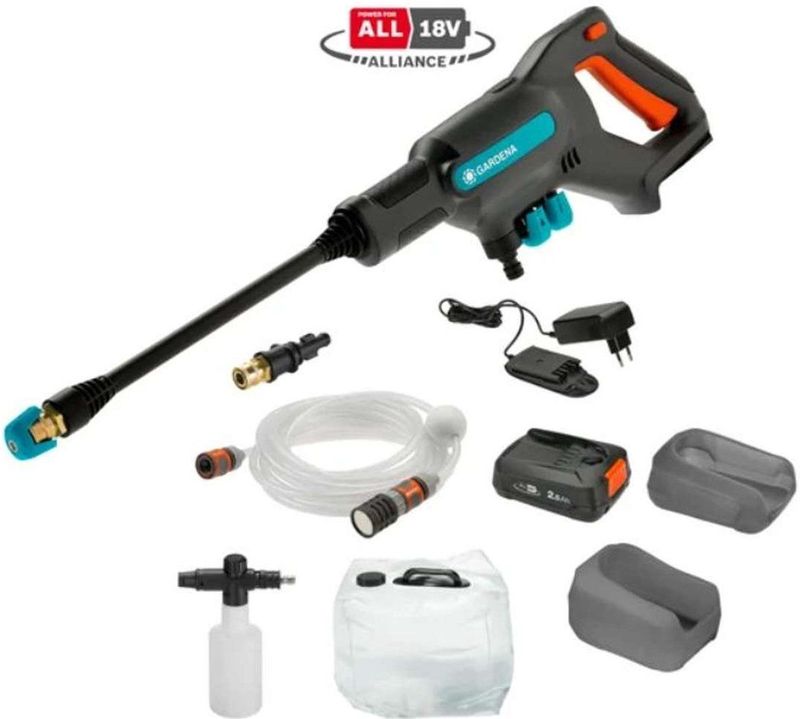 GARDENA AquaClean 24/18 V P4A Premium Set - Drukreiniger - Inclusief Accessoires - Mobiele Functionaliteit