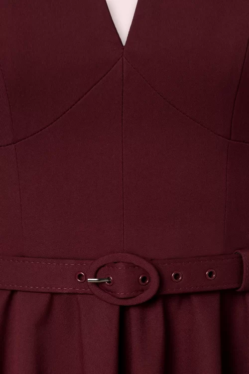 Vintage Diva  Laura Lee swing jurk in bordeauxrood