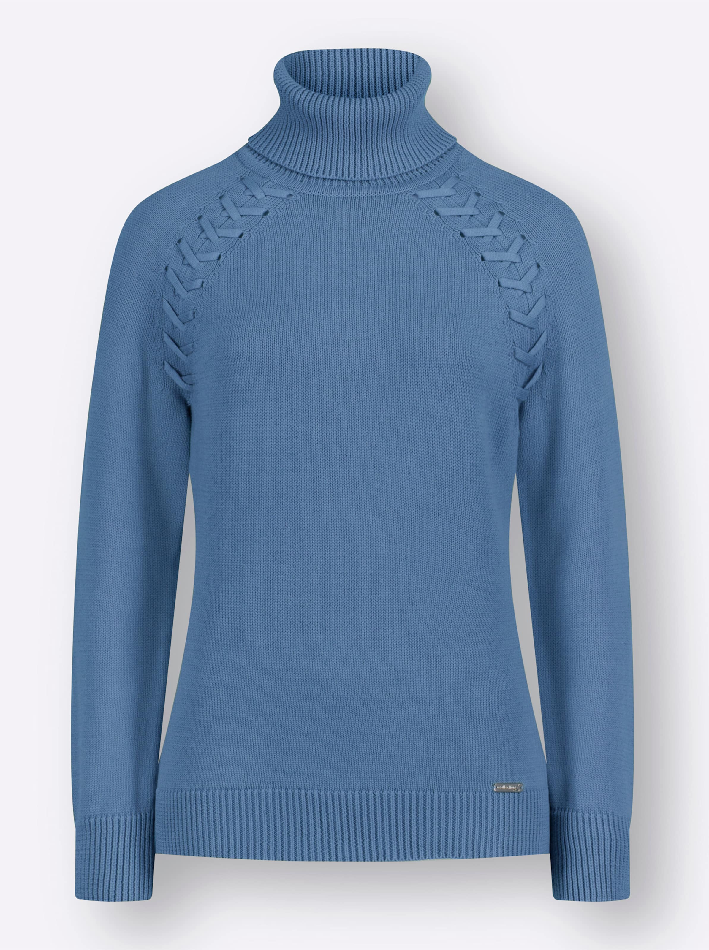 Rollkragenpullover in mittelblau