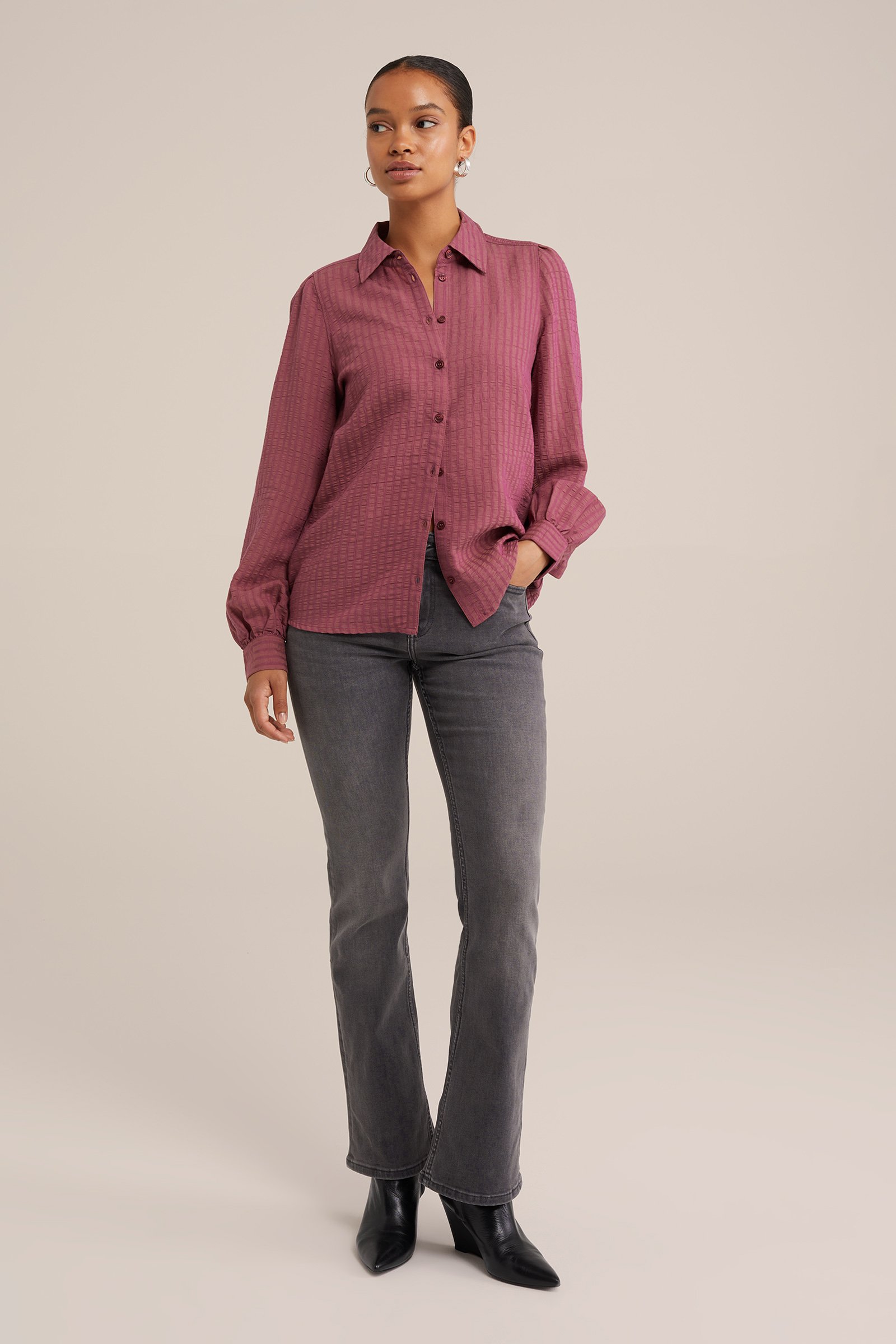 blouse met structuur WE Fashion Oudroze