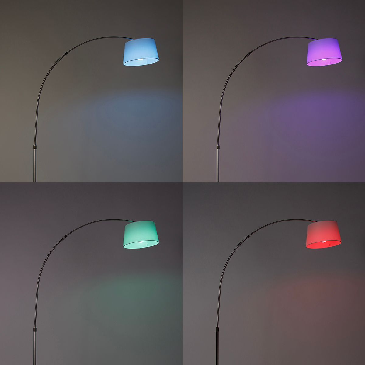 Smart booglamp staal met witte stoffen kap incl. Wifi A60 - Arc Basic