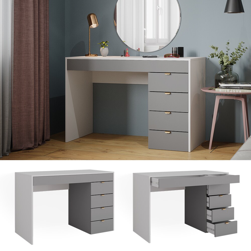 Vicco Schminktisch Elise Weiß Grau 115 x 76 cm modern Frisiertisch Schubladen