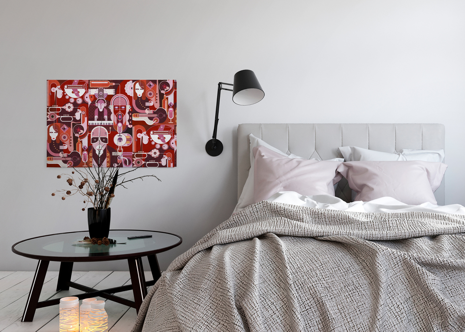 Leinwandbild MUSIK - rot-rosa - 90x60 cm