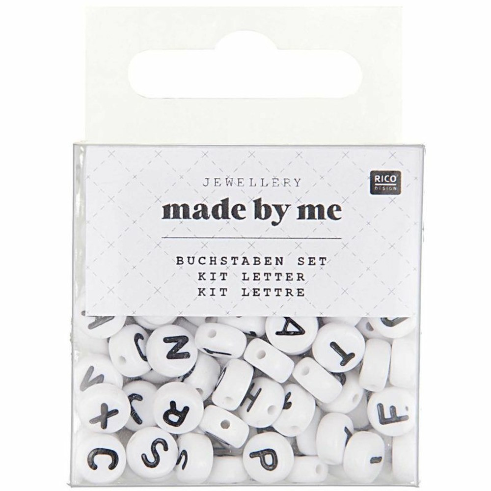 165 perles - lettres rondes - blanc