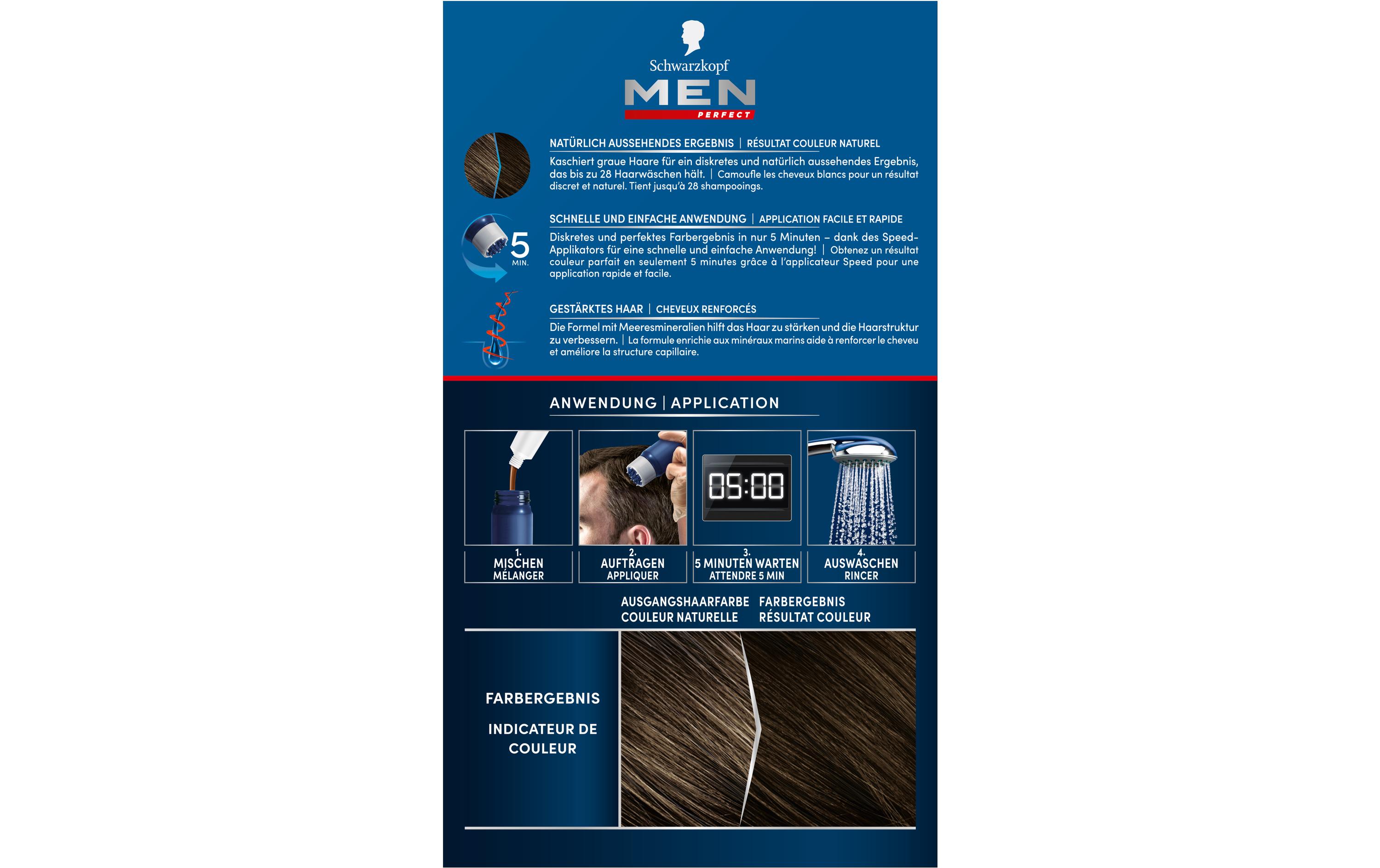 Haarcoloration Anti-Grau 70 DunkelbraunLeicht anzuwendende Gel-Coloration für Männer