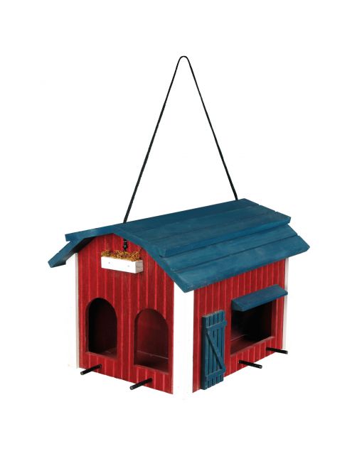 Trixie Vogelvoederhuis Schuur - Voederhuis - 24x32x22 cm Rood Blauw