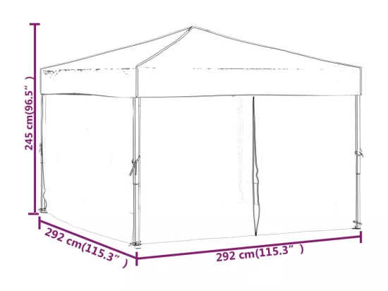 Tente de réception pliable avec parois Noir 3x3 m
