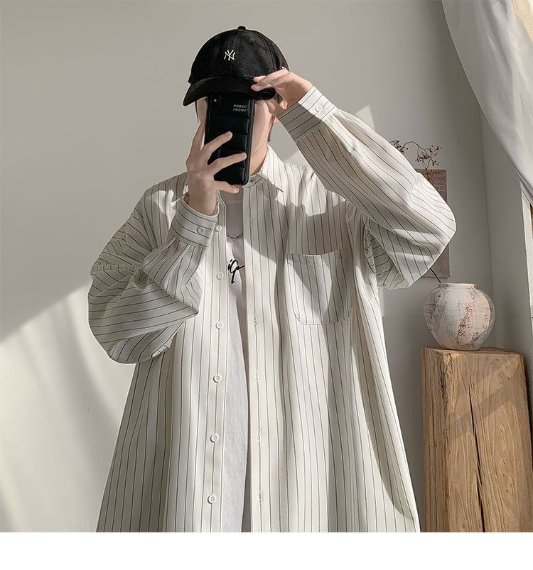 Savenne - Oversized overhemd met pofmouwen, gestreepte zakdetails