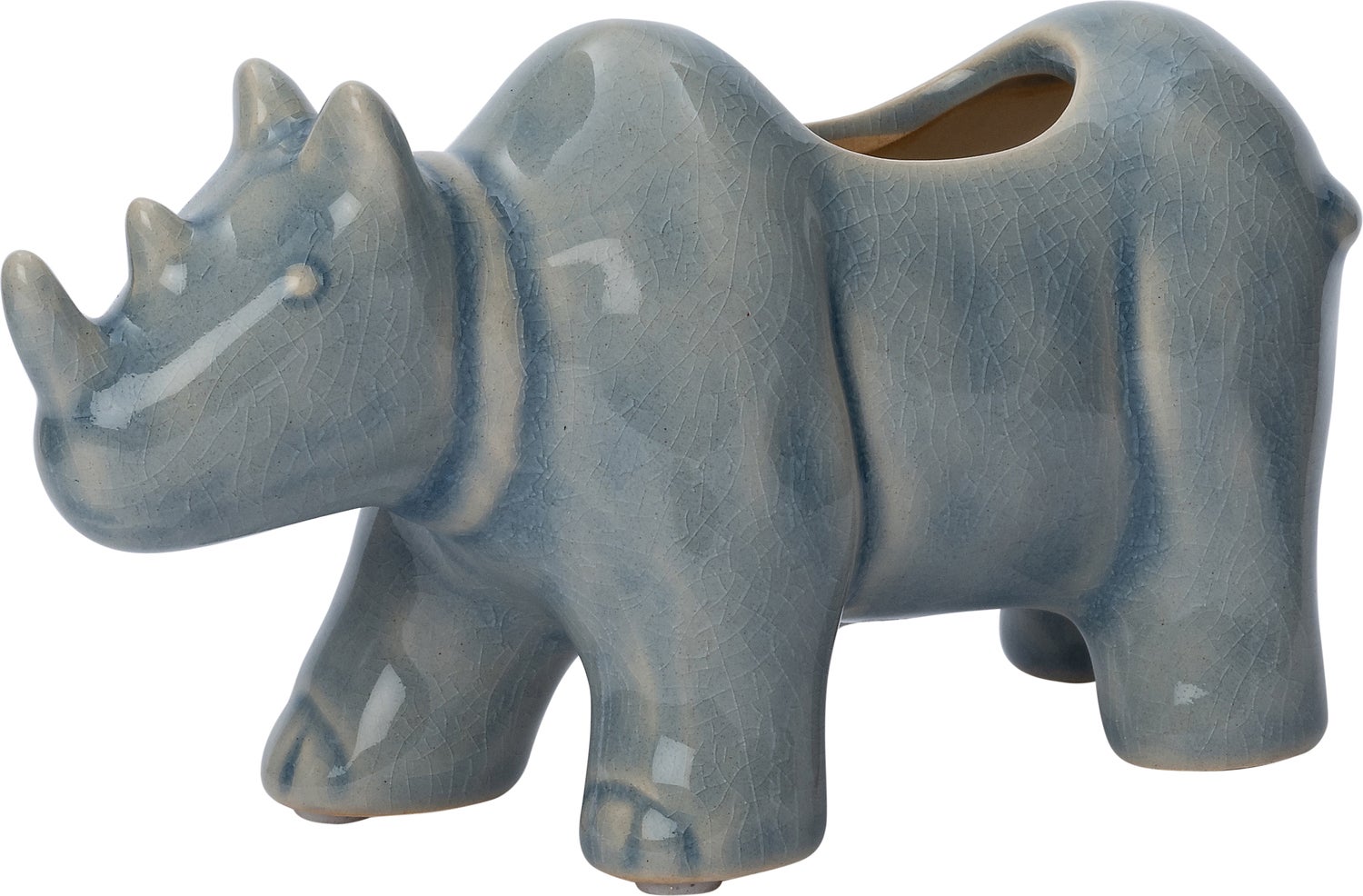 Intratuin bloempot Neushoorn blauw 18 x 7,5 x 9 cm